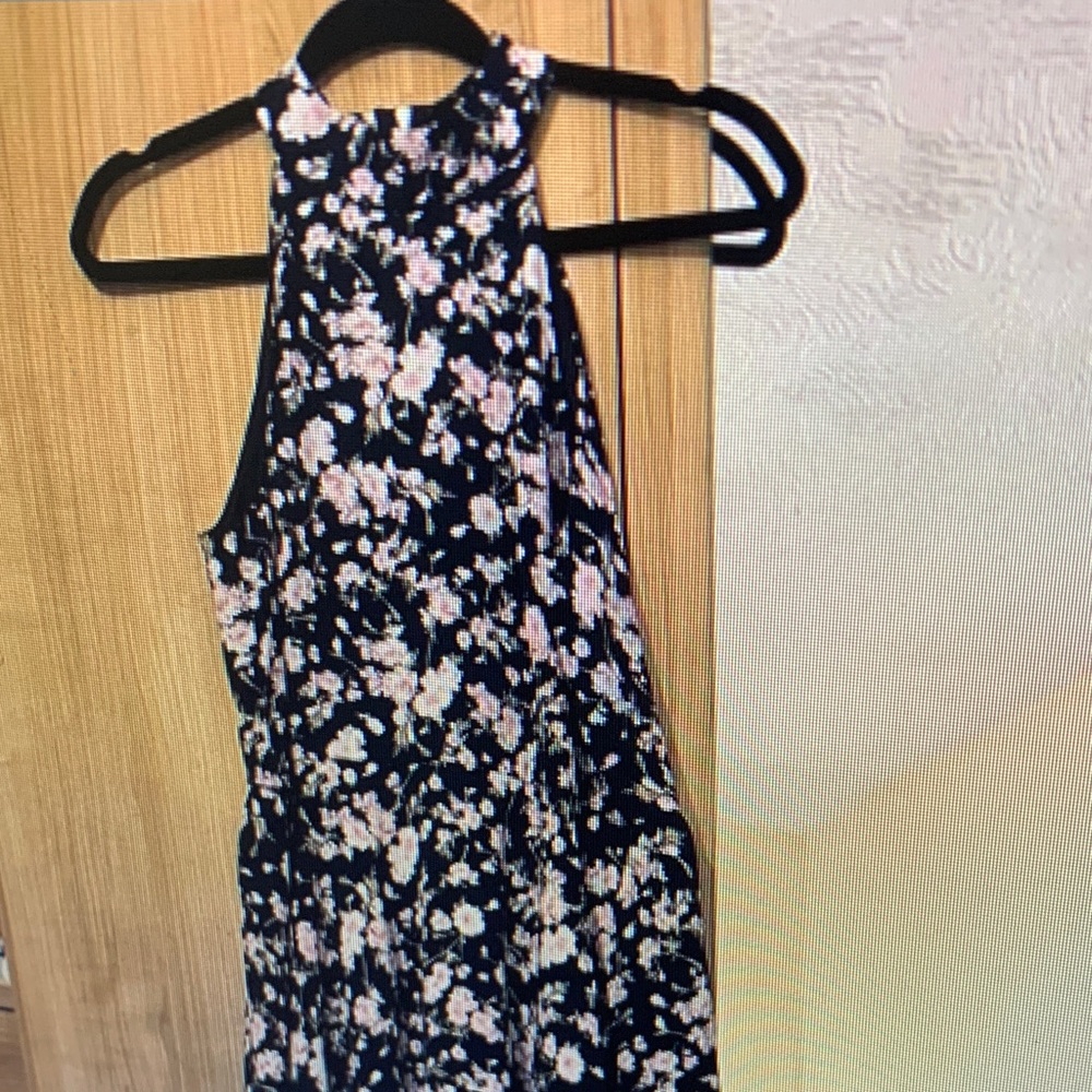 Melanzana Black and Pink Floral Mini Dress